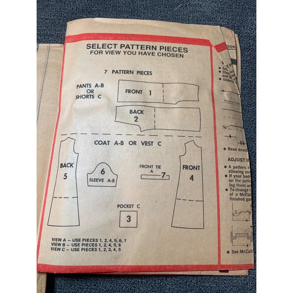 Vintage McCalls 3086 Sewing Pattern Womens Size 10 Coat Vest Pants Shorts Uncut - Picture 3 of 5